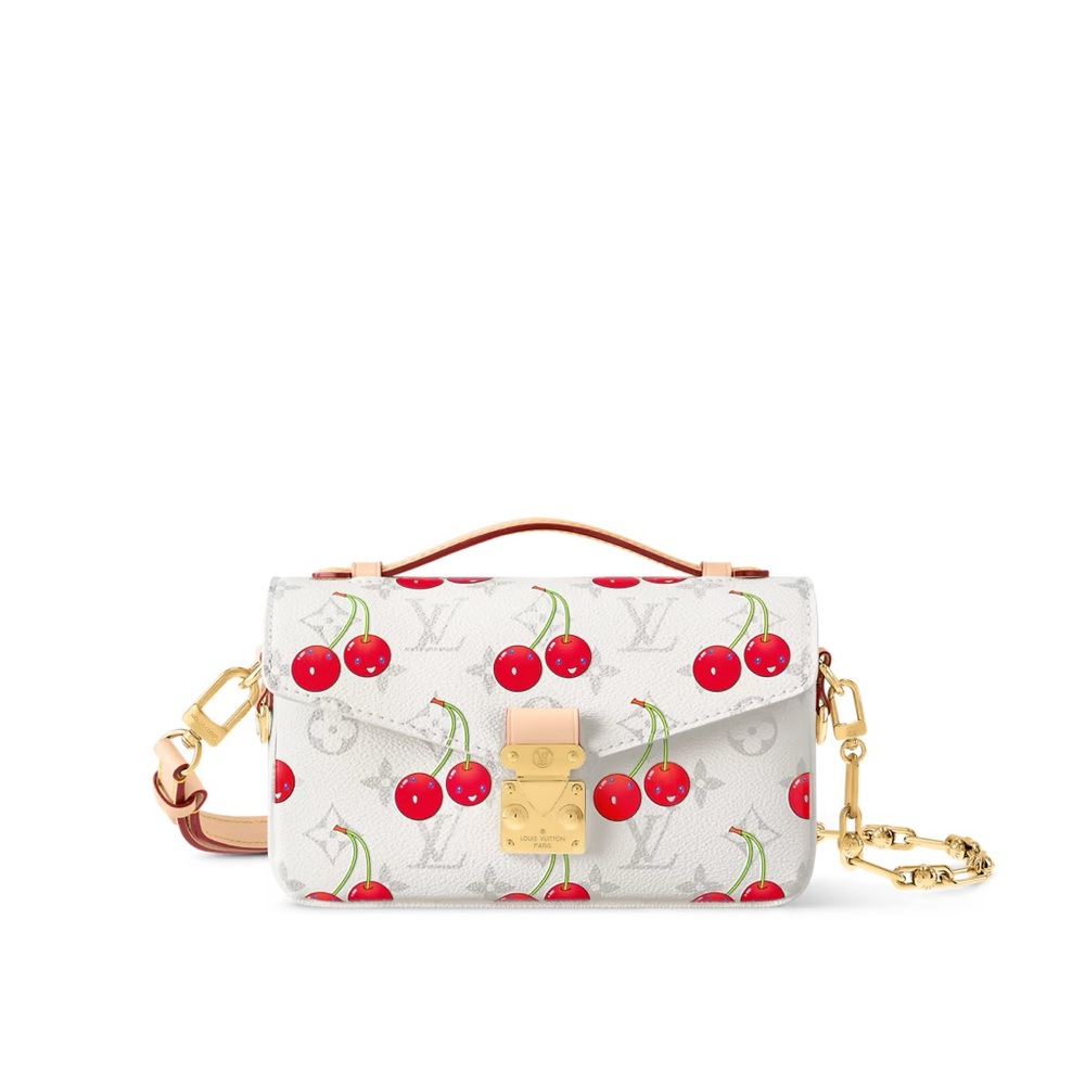 Louis Vuitton White and Red Crossbody Bag with Cherry Print